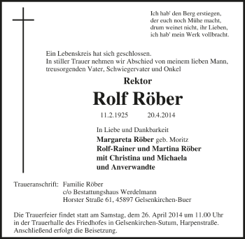 Traueranzeige von Rolf Röber von Tageszeitung